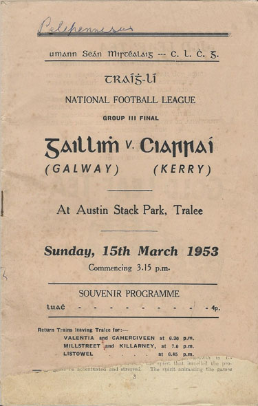 GAA Programme 1953 Final